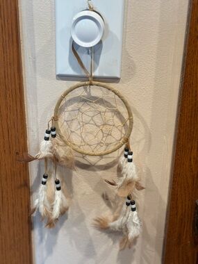 Boho Cream Feather Dreamcatcher Wall Hanging